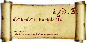 Ökrös Borbála névjegykártya